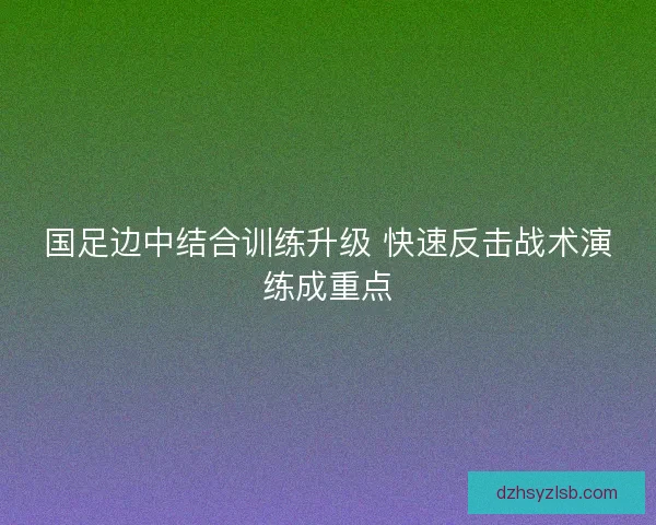 国足边中结合训练升级 快速反击战术演练成重点